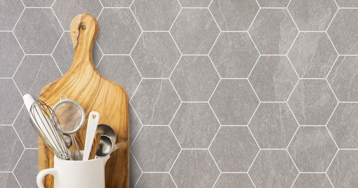 Väggskiva Berryalloc Kitchen Wall Skiffer Natur Hexagon » Köpa Golv